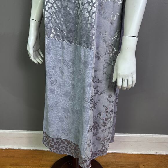 Citron Santa Monica dress small long silver metallic India damask laganlook - Picture 8 of 13